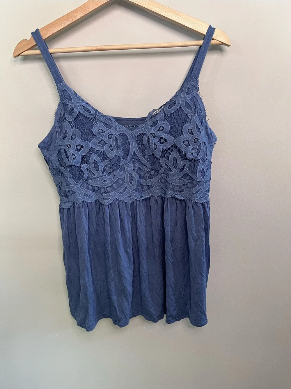 Cupio Blue Lace Empire Waist Babydoll Cami Tank Top Medium - Picture 1 of 6